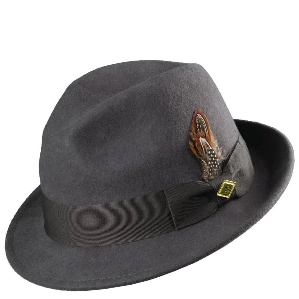 Stacy Adams Men's Grey Wool Felt Fedora Hat GW8IA8